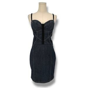 Vintage Y2K GUESS Jeans Indigo Denim Bustier Corset Mini Dress, Size S